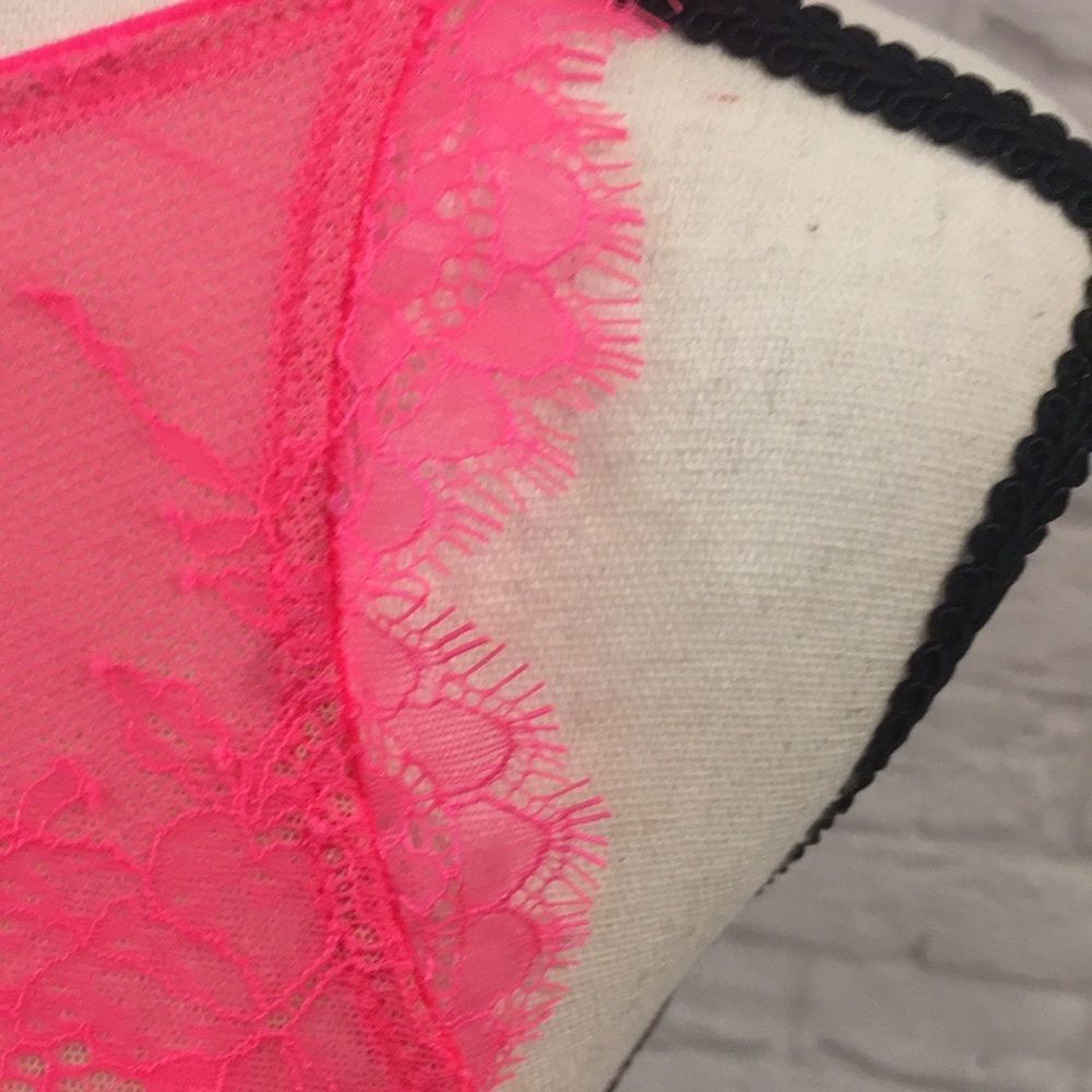 NWT Victoria’s Secret High Neck Neon Pink Lace Bra - Picture 3 of 8